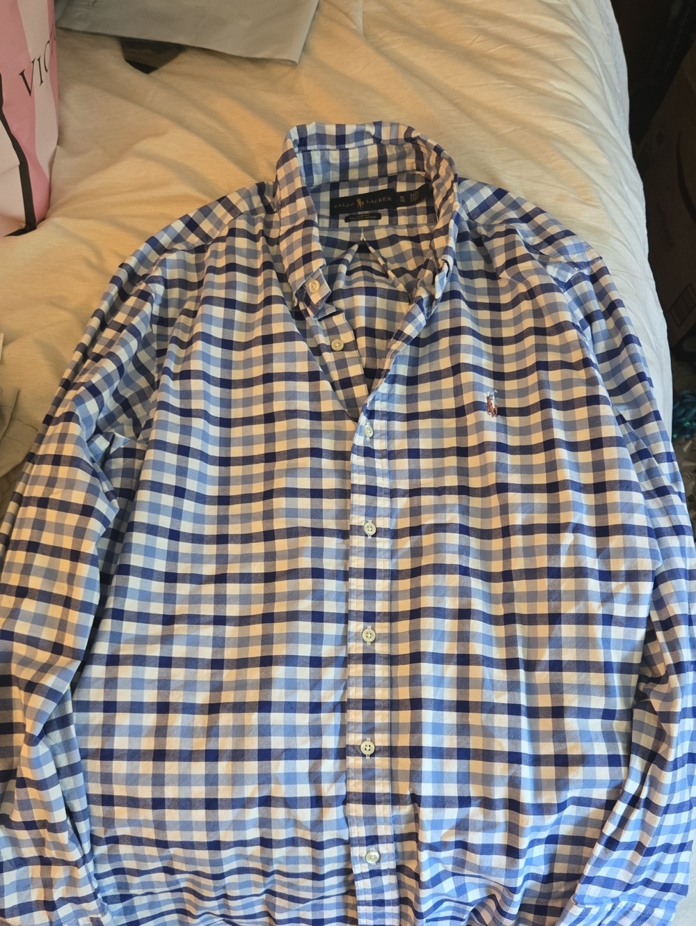 Polo by Ralph Lauren Blue and White Check Button-Down Shirt